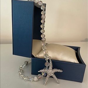 Price DROP..Rhinestones/ Glass Crystals Necklace.Star Fish CLASSY Beach Necklace
